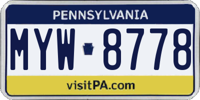 PA license plate MYW8778