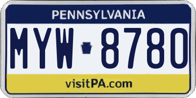 PA license plate MYW8780