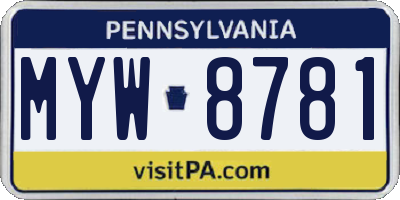 PA license plate MYW8781
