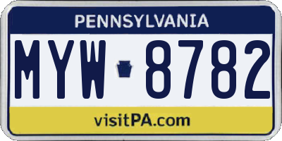 PA license plate MYW8782