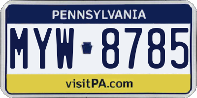 PA license plate MYW8785