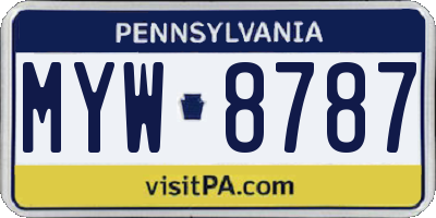PA license plate MYW8787