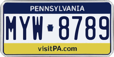 PA license plate MYW8789