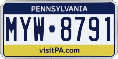 PA license plate MYW8791