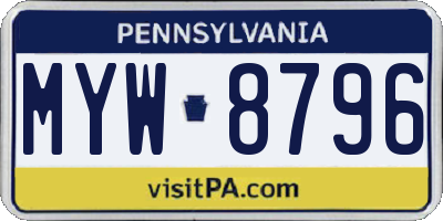 PA license plate MYW8796