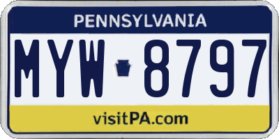 PA license plate MYW8797