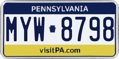 PA license plate MYW8798