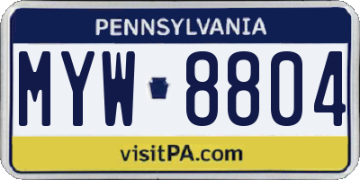 PA license plate MYW8804