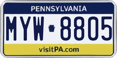 PA license plate MYW8805
