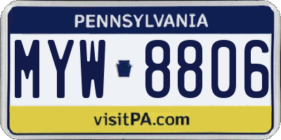 PA license plate MYW8806