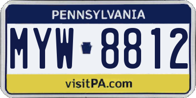 PA license plate MYW8812