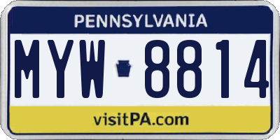 PA license plate MYW8814