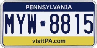 PA license plate MYW8815