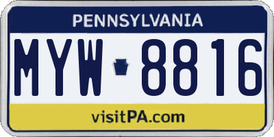 PA license plate MYW8816