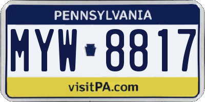 PA license plate MYW8817