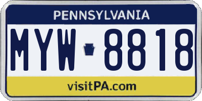 PA license plate MYW8818