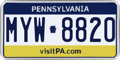 PA license plate MYW8820