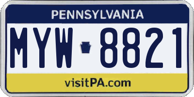 PA license plate MYW8821
