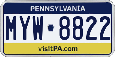 PA license plate MYW8822