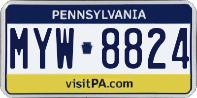 PA license plate MYW8824