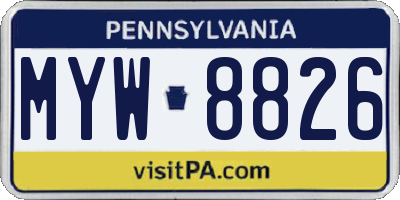 PA license plate MYW8826