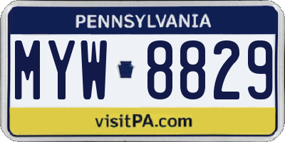 PA license plate MYW8829
