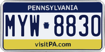 PA license plate MYW8830