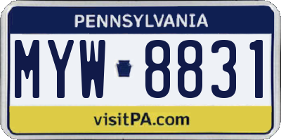 PA license plate MYW8831