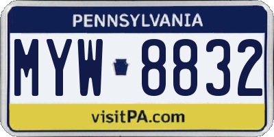 PA license plate MYW8832