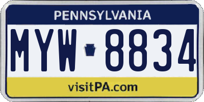 PA license plate MYW8834