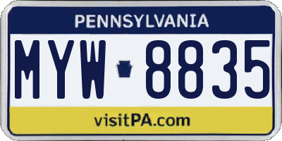 PA license plate MYW8835