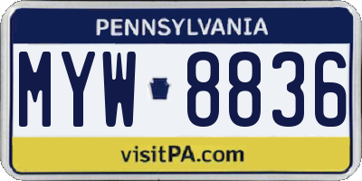 PA license plate MYW8836