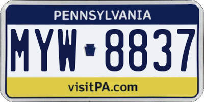 PA license plate MYW8837