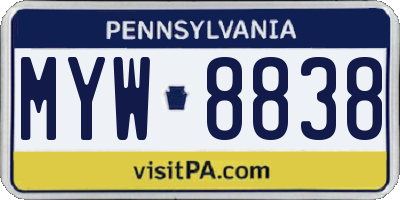 PA license plate MYW8838