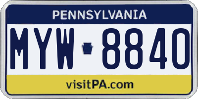 PA license plate MYW8840