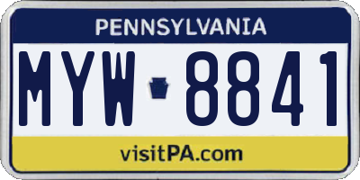 PA license plate MYW8841
