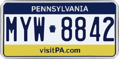 PA license plate MYW8842