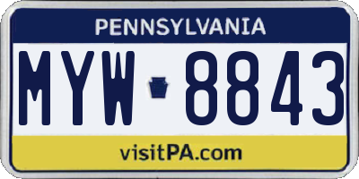 PA license plate MYW8843