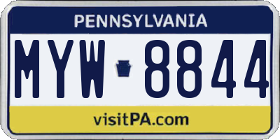 PA license plate MYW8844
