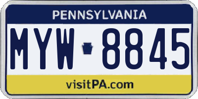 PA license plate MYW8845