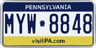 PA license plate MYW8848
