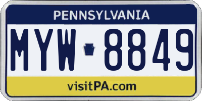 PA license plate MYW8849