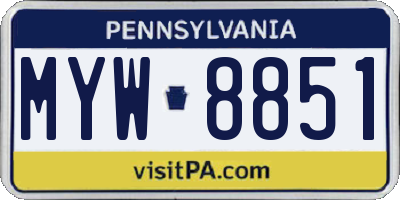 PA license plate MYW8851