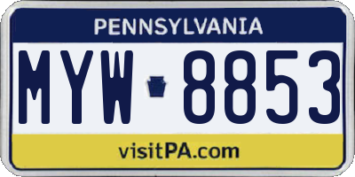 PA license plate MYW8853