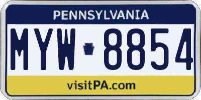 PA license plate MYW8854