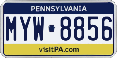 PA license plate MYW8856