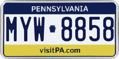 PA license plate MYW8858