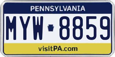 PA license plate MYW8859