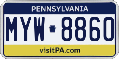 PA license plate MYW8860