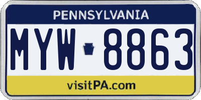 PA license plate MYW8863